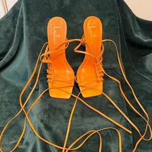 Lulu's Vibrant Orange Lace-Up Heels